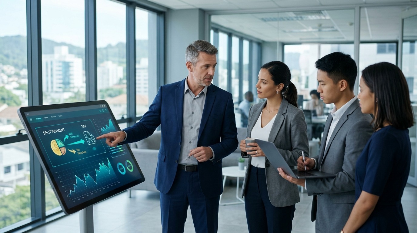 Executivos analisando as mudanças com a chegada do Split Payment